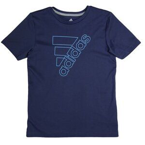 Adidas Boy's Athletic Shirt Size Medium 10/12 Short Sleeve Blue Tee Crew Neck